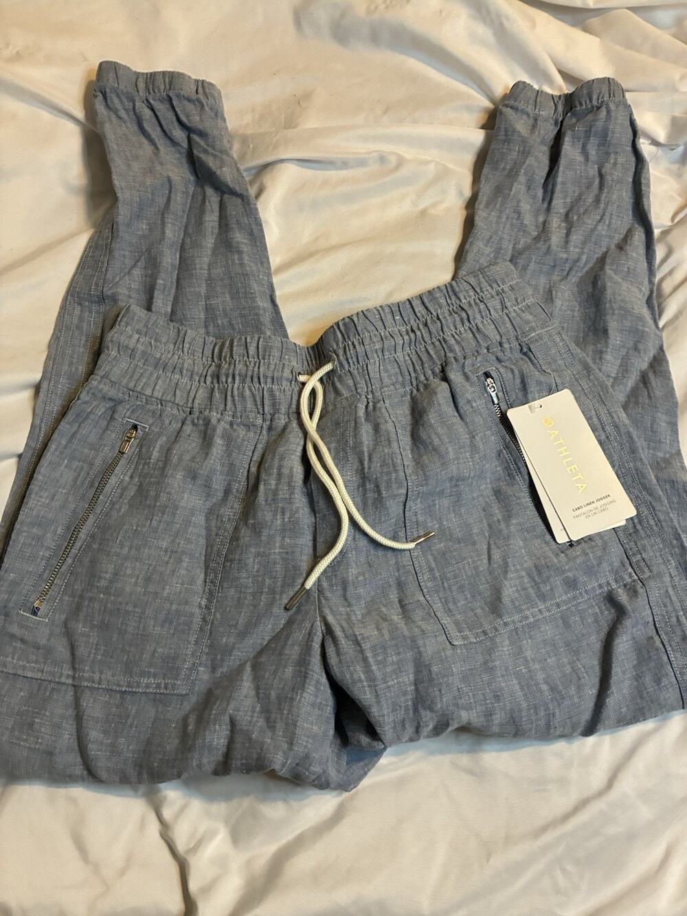 Nwt Athleta Cargo Linen Blue Jogger Size 10